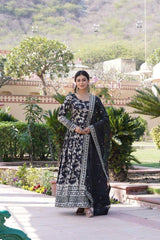 Black Sequins Viscose Jacquard Suit