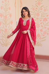 Dark Pink Faux Georgette Suit Kalyanja Fashion