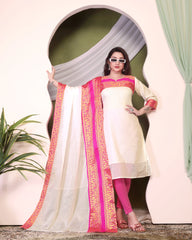 White Banarasi Woven Kanchi Cotton Kurti