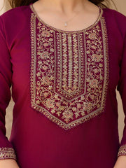 Wine Heavy Rayon Kurti