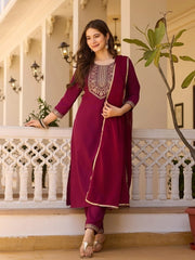 Wine Heavy Rayon Kurti