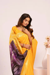 Yellow Soft Banarasi Silk Saree Kalyanja Fashion