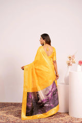 Yellow Soft Banarasi Silk Saree Kalyanja Fashion