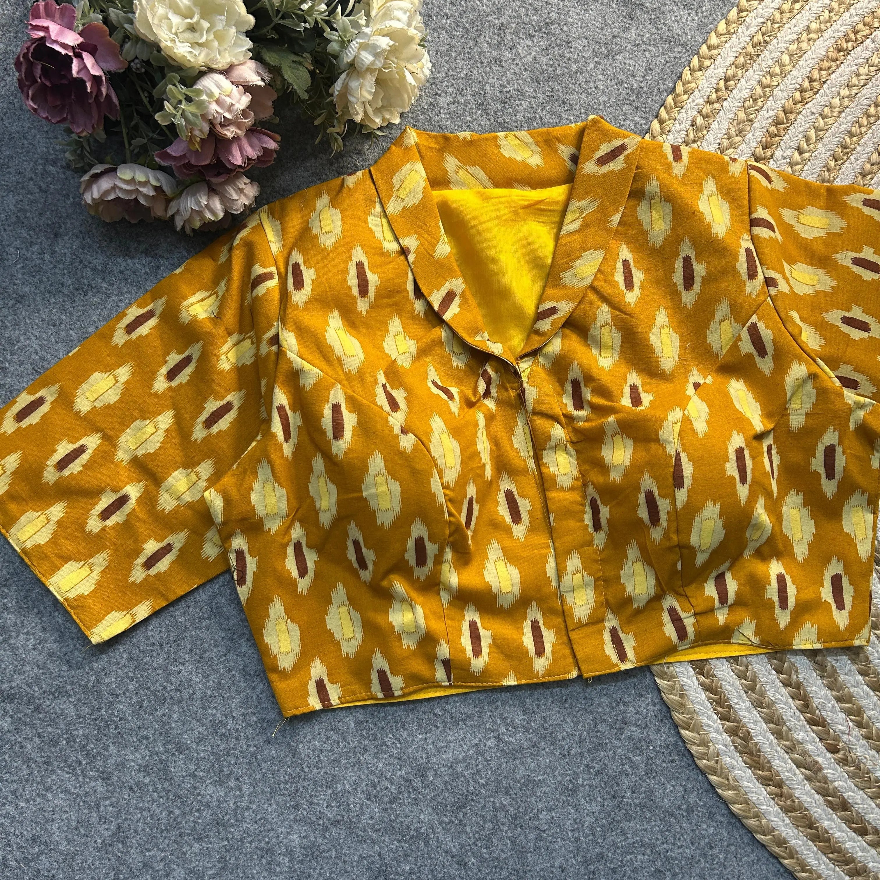 Ajrakh Print Yellow blouse