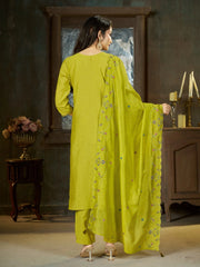 Android Green Multi Thread Embroidered Kurti Marina Silk Blend KK110 - Style Shot