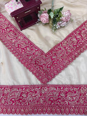Beige Thread with Sequins Saree – Body Motif Detail KS404 Kalyanja