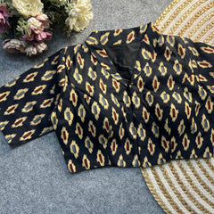 Black Ajrakh Print Cotton Blouse