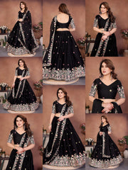 Black Embroidered Cut Work Lehenga product collage – Kalyanja KL171