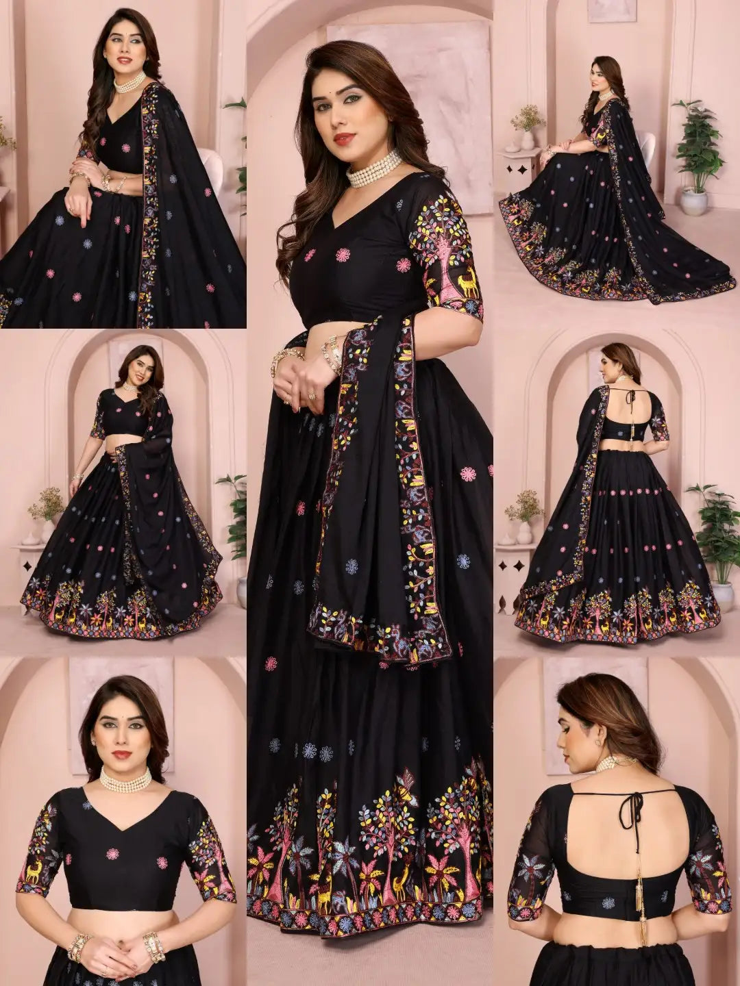 Black Embroidered Cut Work Lehenga Star Georgette Kalyanja KL172 7
