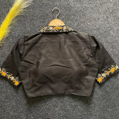Black Embroidery Work Banglori Silk Blouse
