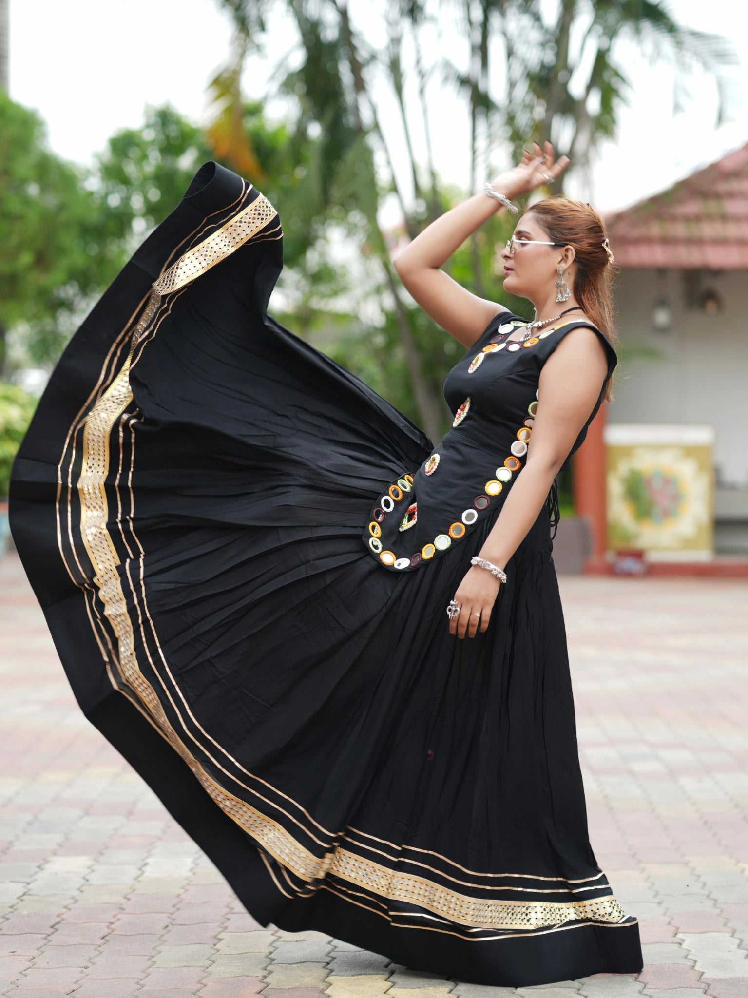 Black Gota Patti Lehenga Another Front View – KL199 – Kalyanja