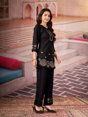 black multi thread embroidered coord set kalyanja kc13 full side front angle