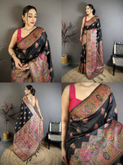 Black Zari Weaving Saree collage – KS372 Kalyanja