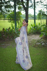 Blue Resham Weaving Soft Muga Cotton Saree - kalyanja