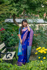 Blue Banarasi Silk Zari Saree - kalyanja