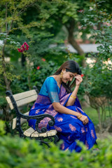 Blue Banarasi Silk Zari Saree - kalyanja