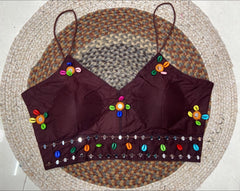 Brown Kodi with Mirror Work Blouse – Kalyanja KB46