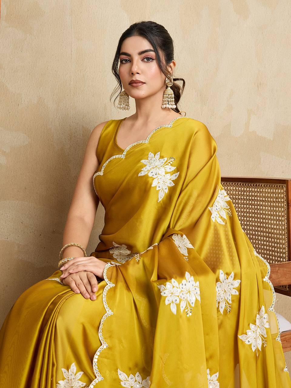 Mustard Yellow Rangoli Silk Saree