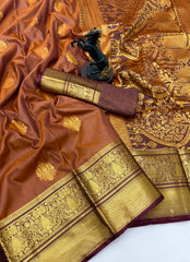 Brown Zari Weaving Saree border flat lay – KS374