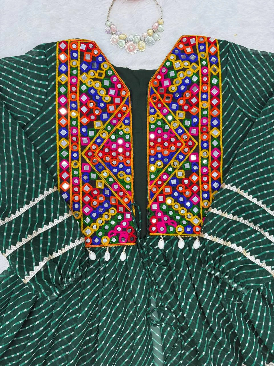 Dark Green Leheriya Kediya Flat Lay Accessories Kalyanja KC19