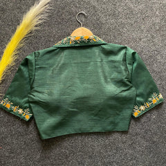 Dark Green Embroidery Work Banglori Silk