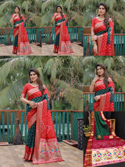 Dark Green Paithani Weaving Saree Kalyanja KS387 – Collage
