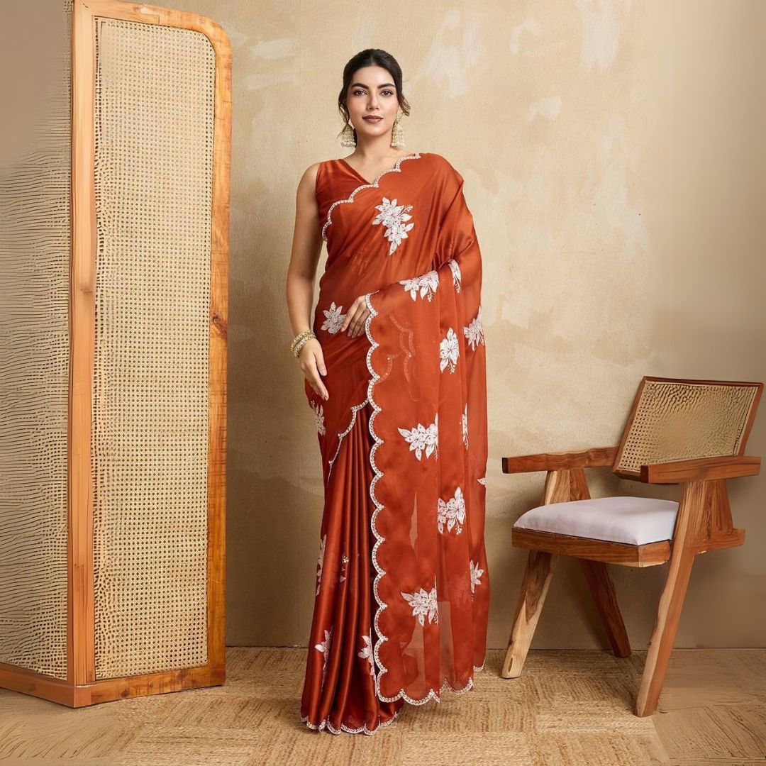 Brown Rangoli Silk Saree