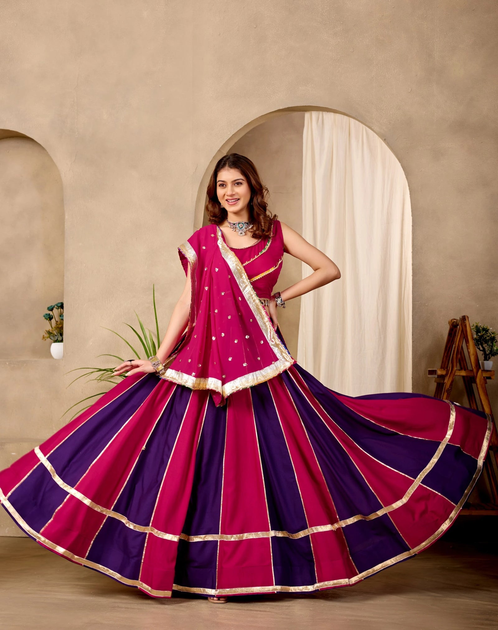 Dark Pink and Purple Lehenga 6 Meter Flair Twirl Kalyanja KL176