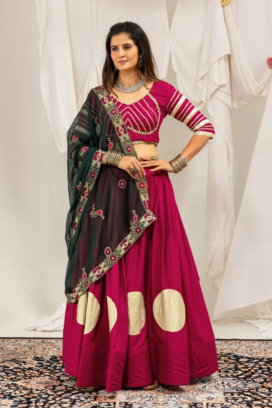 Dark Pink Gota Work Lehenga Another Pose – KL202 – Kalyanja