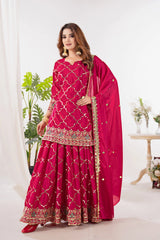 Dark Pink Sequins Embroidered Suit sequins jaal detail KU263 Kalyanja