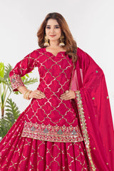 Dark Pink Sequins Embroidered Suit full length occasion wear KU263 Kalyanja
