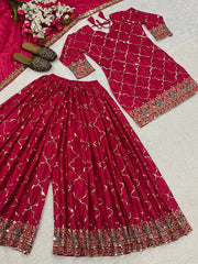 Dark Pink Sequins Embroidered Suit traditional ethnic wear KU263 Kalyanja
