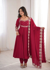 Dark Pink Sequins Suit Full Length KU274 Kalyanja