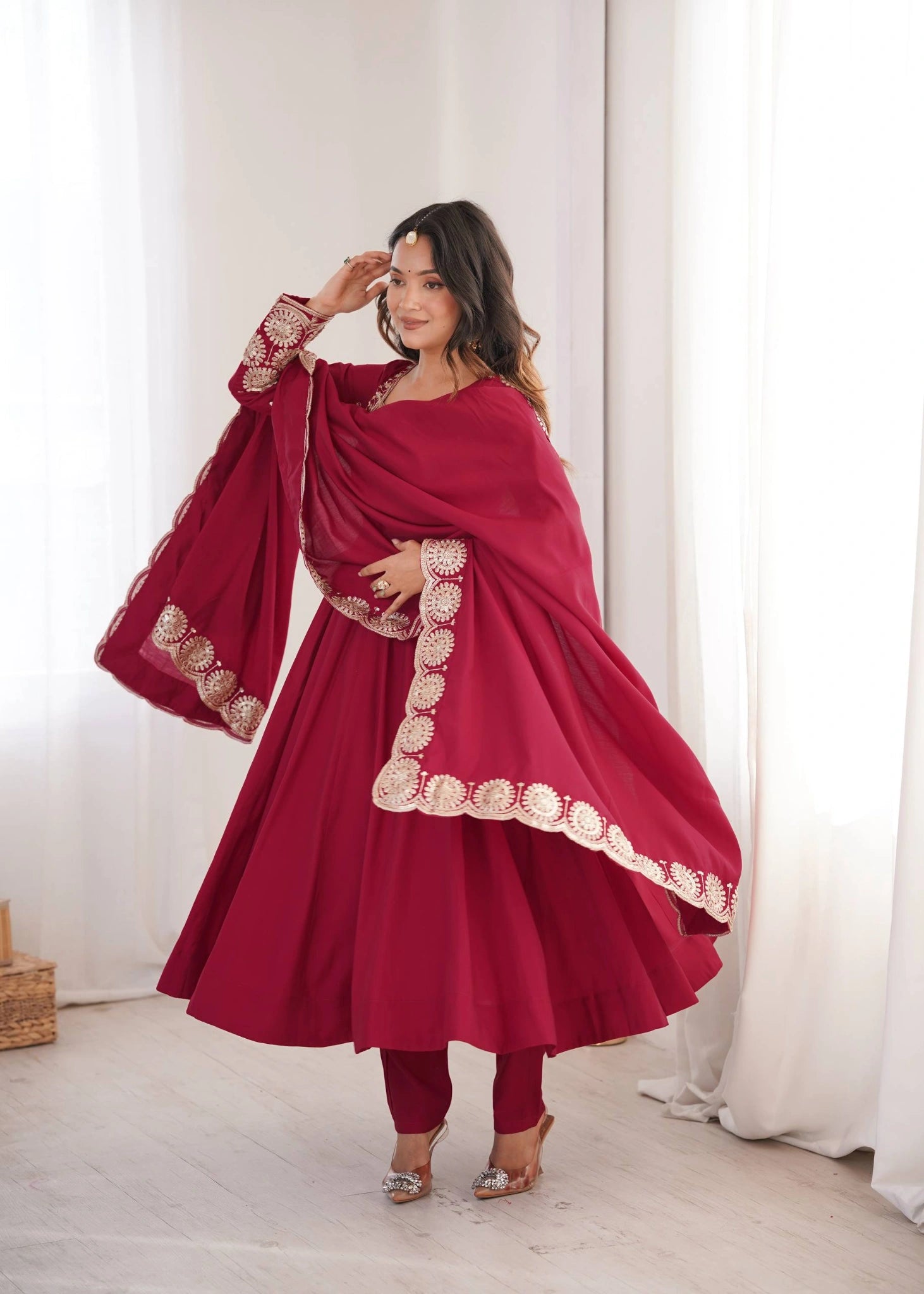 Dark Pink Anarkali Suit With Dupatta KU274 Kalyanja
