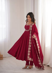 Dark Pink Sequins Embroidered Suit Bodice Detail KU274 Kalyanja