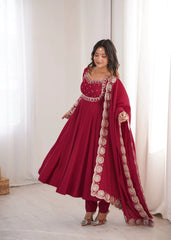 Dark Pink Anarkali Suit Chakra Motif KU274 Kalyanja
