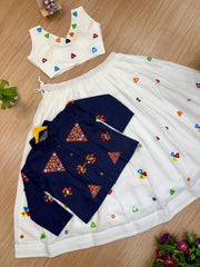 deep navy blue lehenga set flat lay kalyanja KL188