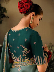 Dim gray fabric with elegant zari work