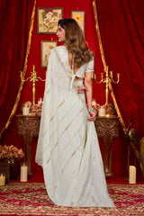 Off White Prada Silk Saree - Side View