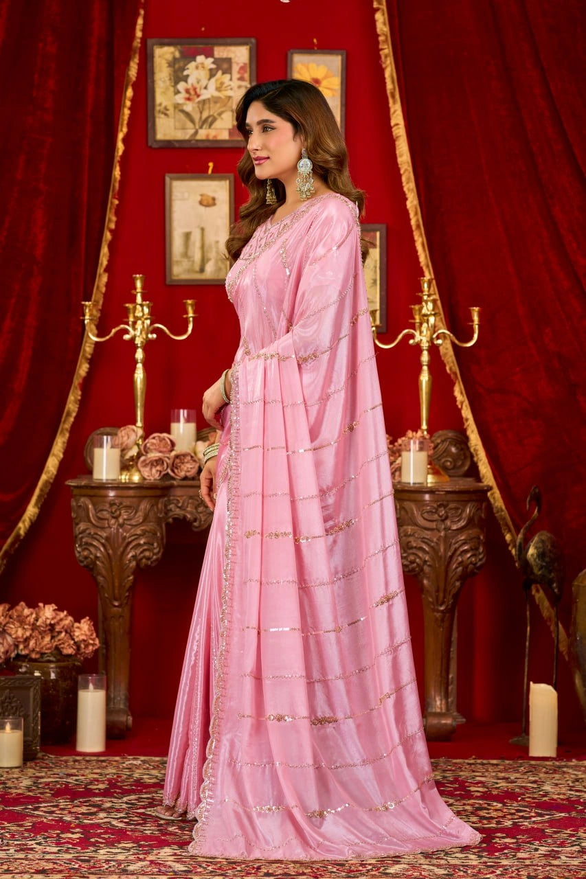 Pink Prada Silk Saree - View 5