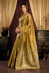 Gold Tissue Silk Saree model drape – KS380