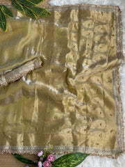 Golden Beige Ghungroo Saree – Zari Border Detail KS405