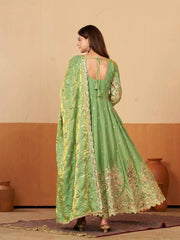 Green Embroidered Suit codding sequins hem sleeve detail KU267
