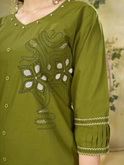 Green Coord Set – Cutwork Embroidery Close Up Detail – KC11