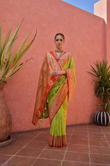 Green Red Zari Woven Silk Saree
