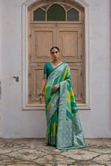 Green Kadwa Style Weaving Soft Banarasi Silk Saree - kalyanja