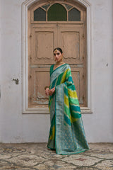 Green Kadwa Style Weaving Soft Banarasi Silk Saree - kalyanja