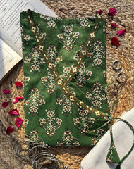 Green floral wrap tie short kurti – Kalyanja.
