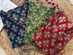 Green floral wrap tie short kurti – Kalyanja.