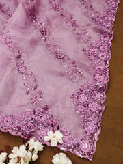 Lavender Sequins Embroidered Saree Elegant Bridal Pose | Kalyanja KS358
